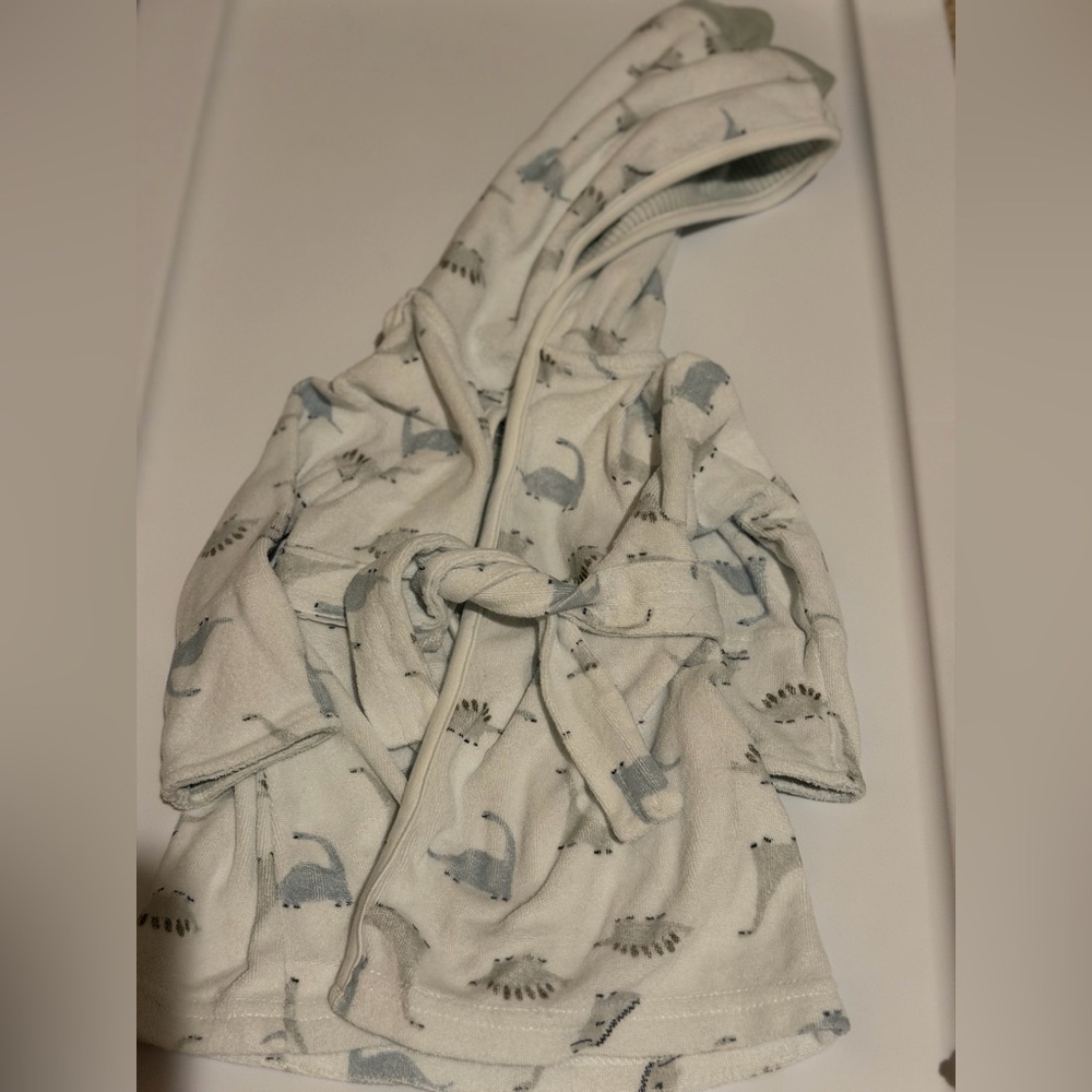 Carter's White and Blue Dinosaur Kids Robe